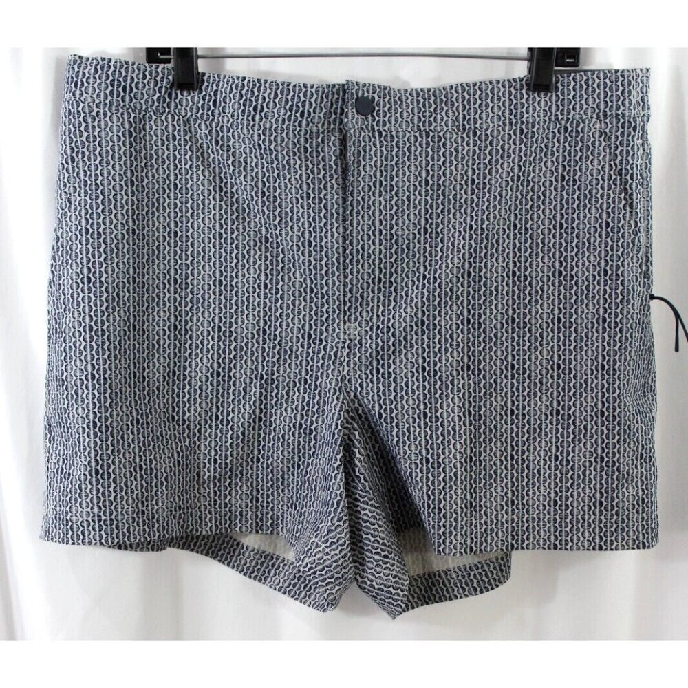 VRST Mens Blue Grey Geometric Print Slim Fit Hybrid Shorts 5'' Inseam‎ XL NWT